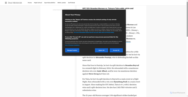 Security scan screenshot of https://www.mpnnow.com/story/sports/ufc/2025/12/06/moreno-vs-taira-odds-picks-and-predictions/87642531007/