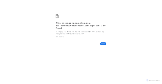 Security scan screenshot of https://ae-ph-ruka-app-cfea-pro-neu.aenduocloudservices.com