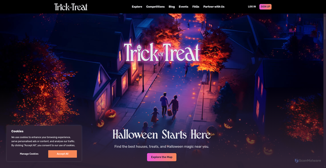 Security scan screenshot of https://www.trickortreatmap.com/