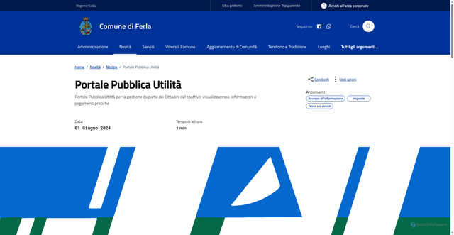 Security scan screenshot of https://www.comune.ferla.sr.it/novita/portale-pubblica-utilita/