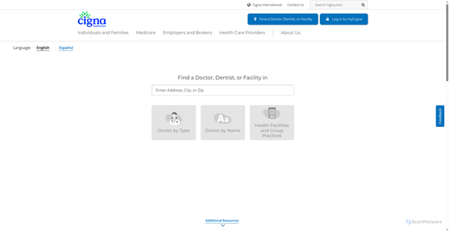 Security scan screenshot of https://hcpdirectory.cigna.com