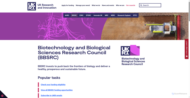 Security scan screenshot of https://www.ukri.org/councils/bbsrc/