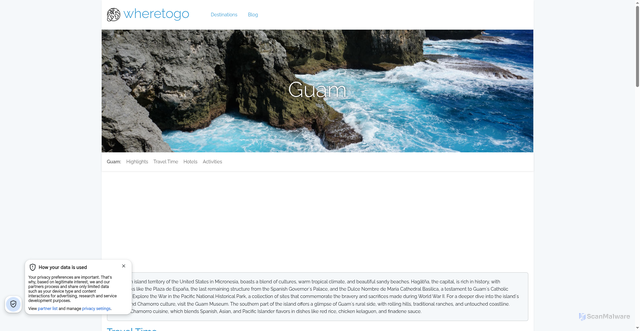 Security scan screenshot of https://wheretogo.net/en/destination/guam-129