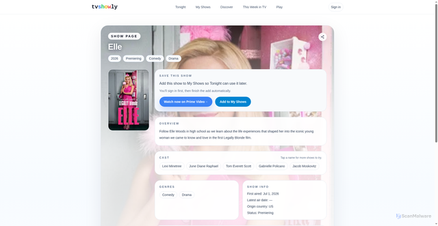 Security scan screenshot of https://www.tvshowly.com/shows/elle