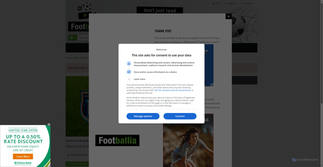 Security scan screenshot of https://footballia.eu/matches/istanbul-basaksehir-fenerbahce-sk