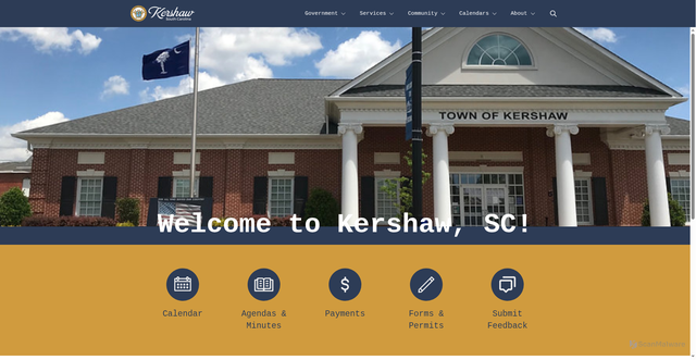Security scan screenshot of https://www.townofkershawsc.gov/