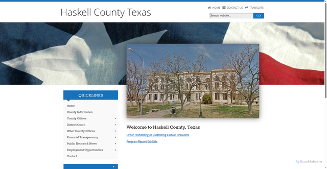 Security scan screenshot of https://www.haskellcountytx.gov/