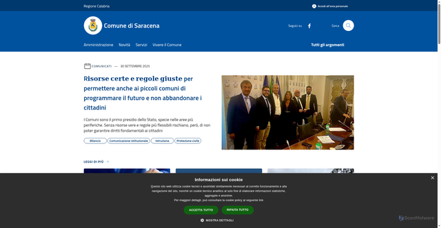 Security scan screenshot of https://www.comune.saracena.cs.it/it