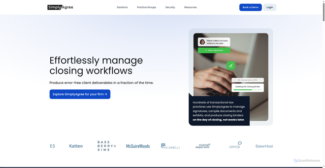 Security scan screenshot of https://simplyagree.com
