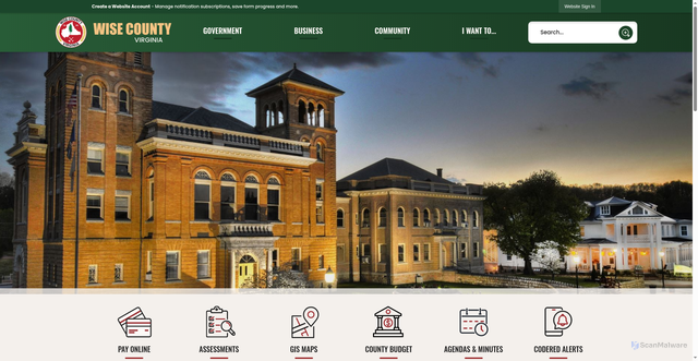 Security scan screenshot of https://www.wisecounty.org/