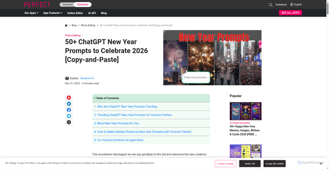Security scan screenshot of https://www.perfectcorp.com/consumer/blog/photo-editing/chatgpt-new-year-prompts
