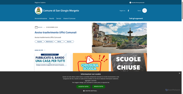 Security scan screenshot of https://www.comune.sangiorgiomorgeto.rc.it
