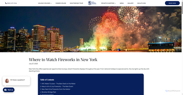 Security scan screenshot of https://nycwatercruises.com/blogs/blog-news/where-to-watch-fireworks-in-new-york?srsltid=AfmBOopMYEnKXmF_YEmfmwuOw23gabQI3fX8kOEk3nnKcgii_SVidWvG