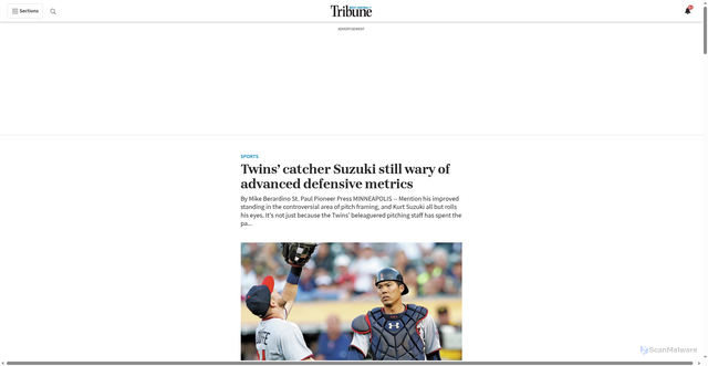 Security scan screenshot of https://www.wctrib.com/sports/twins-catcher-suzuki-still-wary-of-advanced-defensive-metrics