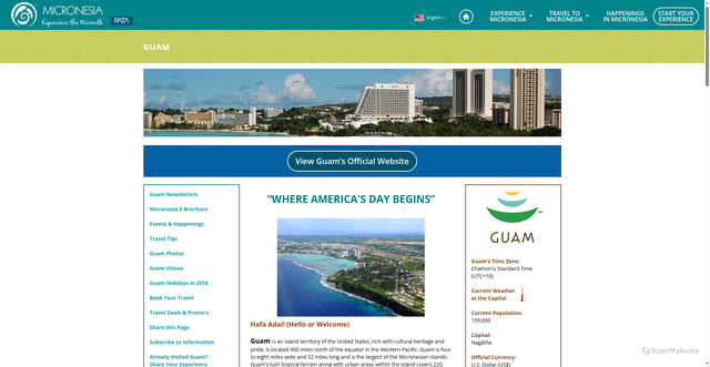 Security scan screenshot of https://www.micronesiatour.com/destinations/guam