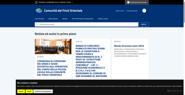 Security scan screenshot of https://friuliorientale.comunitafvg.it/