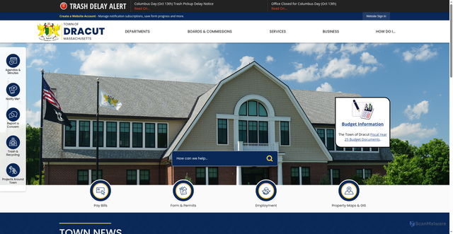 Security scan screenshot of https://dracutma.gov/