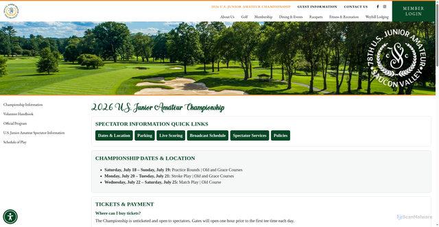 Security scan screenshot of https://www.sauconvalleycc.org/top-nav-links-public/2026-u-s-junior-amateur-championship