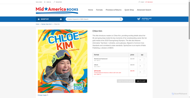 Security scan screenshot of https://midamericabooks.com/shop/show/11661