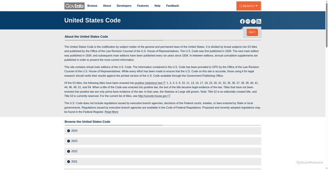 Security scan screenshot of https://www.govinfo.gov/app/collection/uscode