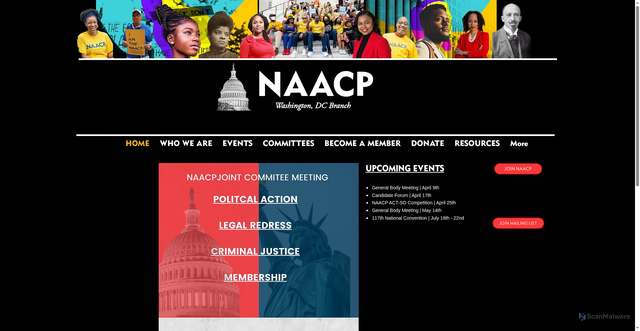Security scan screenshot of https://www.naacpdc.org/