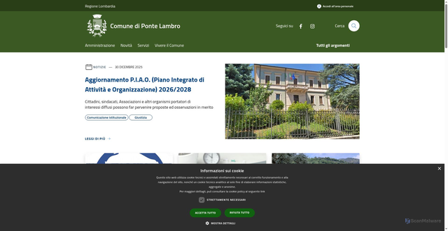 Security scan screenshot of https://www.comune.pontelambro.co.it/it