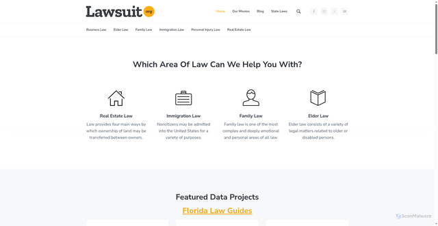 Security scan screenshot of https://lawsuit.org/
