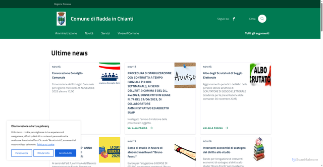 Security scan screenshot of https://www.comune.raddainchianti.si.it/