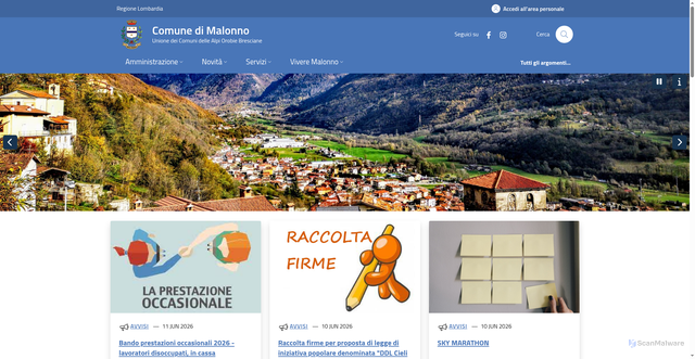 Security scan screenshot of https://www.comune.malonno.bs.it