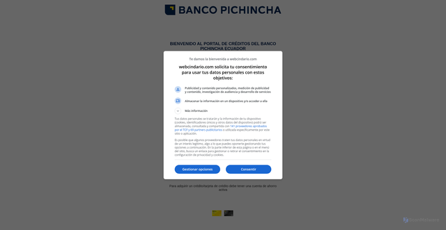 Security scan screenshot of https://cred1pichincha.webcindario.com/