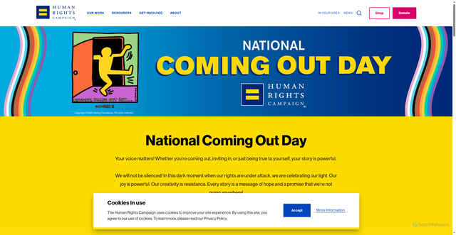 Security scan screenshot of https://www.hrc.org/campaigns/national-coming-out-day