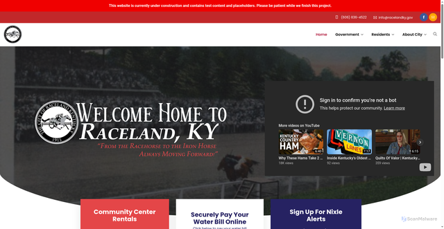 Security scan screenshot of https://racelandky.gov/