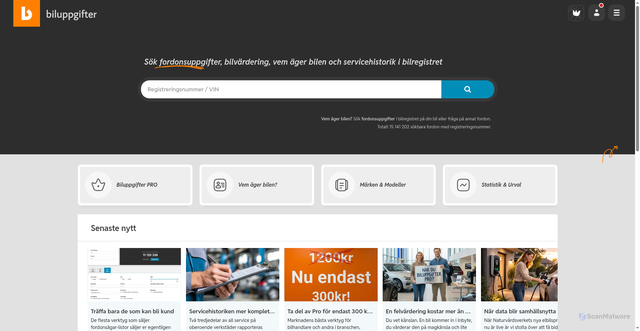 Security scan screenshot of https://biluppgifter.se