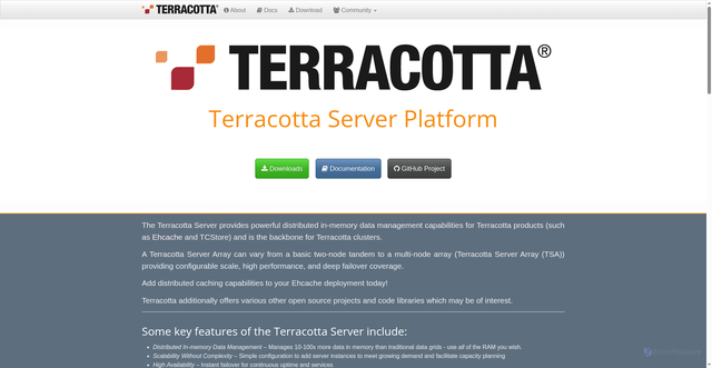 Security scan screenshot of https://www.terracotta.org