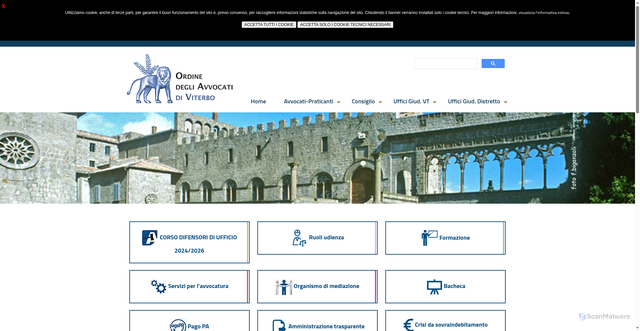 Security scan screenshot of https://www.ordineavvocativiterbo.it/