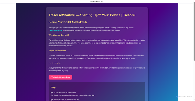 Security scan screenshot of https://home-started-trexr.wixstudio.com/start
