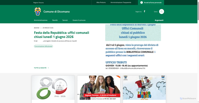 Security scan screenshot of https://www.comune.dicomano.fi.it