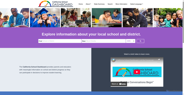 Security scan screenshot of https://www.caschooldashboard.org/