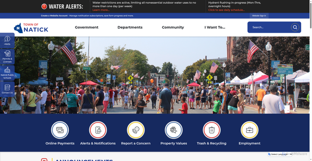 Security scan screenshot of https://natickma.gov/