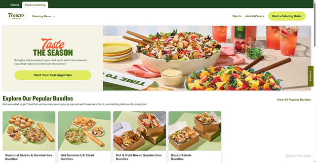 Security scan screenshot of https://catering.panerabread.com