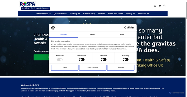 Security scan screenshot of https://www.rospa.com