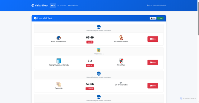 Security scan screenshot of https://www.yalla-shootss.com/