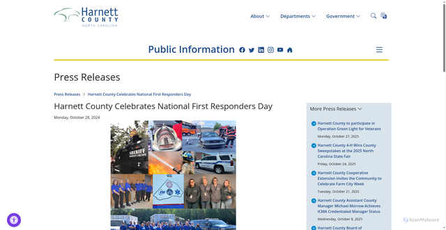 Security scan screenshot of https://harnett.org/publicinfo/press-releases.asp?btid=13&bid=1982