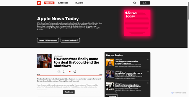 Security scan screenshot of https://podmust.com/podcast/apple-news-today/