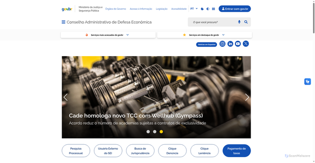 Security scan screenshot of https://www.gov.br/cade/pt-br/