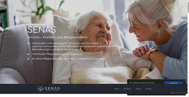 Security scan screenshot of https://senas-pflegeberatung.de/