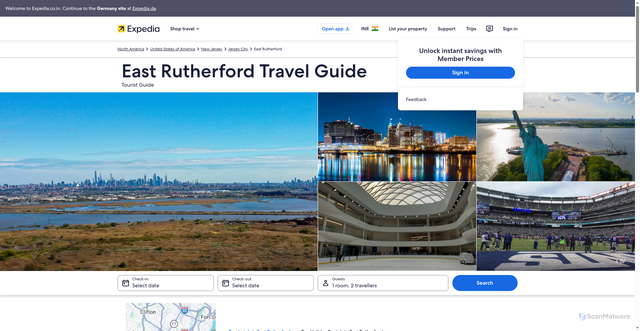 Security scan screenshot of https://www.expedia.co.in/East-Rutherford.dx7803