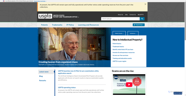 Security scan screenshot of https://www.uspto.gov/