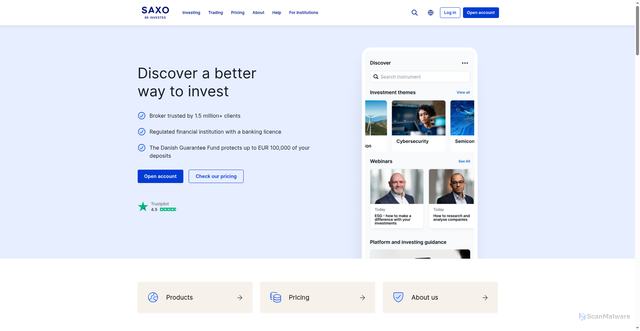 Security scan screenshot of https://www.home.saxo