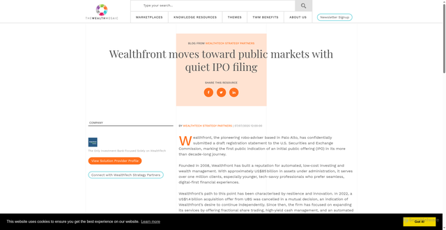 Security scan screenshot of https://www.thewealthmosaic.com/vendors/wealthtech-strategy-partners/blogs/wealthfront-moves-toward-public-markets-with-quiet/